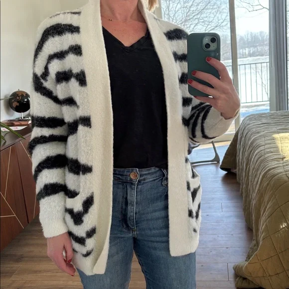 Anthropologie Line and Dot Zebra Eyelash Cardigan (Price Firm) - Picture 9 of 9
